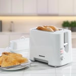 Daewoo 2 Slice Toaster Defrost Reheat Easy Clean Compact 870W White Chrome NEW