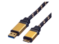 Roline USB-kabel USB 3.2 Gen1 (USB 3.0) USB-A hane, USB-micro-B hane 0,80 m Svart, guld dubbelskärmad, guldpläterade kontakter 11.02.8878
