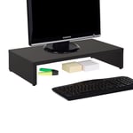 Idimex - Support d'écran d'ordinateur monitor, réhausseur pour moniteur avec tablette de séparation, longueur 50 cm, en mélaminé noir mat - Noir