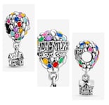 925 Sterling Silver Disney Up House & Balloons Charm & Pouch