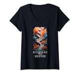 Womens Beautiful Stairway To Heaven Celestial Colorful Design V-Neck T-Shirt