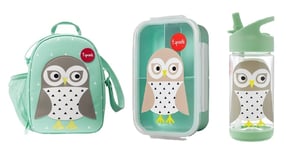 3 Sprouts - Lunch Bag (Mint Owl) + Bento Box Water Bottle