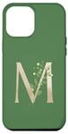 Coque pour iPhone 13 Pro Max Monogramme élégant couleur sauge M avec verdure aquarelle