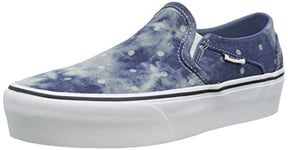 Vans Women's Asher Platform Sneaker, Denim Dots Moonlight Blue White, 6 UK