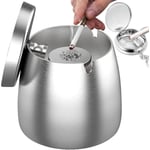Askkopp i rostfritt stål med lock Utomhus vindtät askkopp med halkfri bas för utomhus- och inomhusbruk Silver Silver Y Silver S