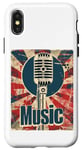Coque pour iPhone X/XS Microphone chanteur vintage rétro chanteur