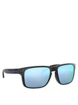 Oakley Rectangle Black Frame Blue Lens Sunglasses - Black, Black, Men