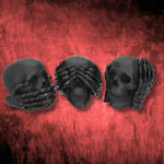 Dark See No, Hear No, Speak No Evil Black Skull Figurines Set of 3 Gothic Horror