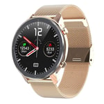 KYLN Smart Watch Men Women ECG SmartWatch Heart Rate Monitor Full Round Touch Smart Watch IP68 Fitness Tracker Bracelet-Gold_Steel