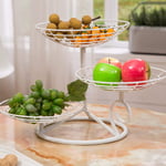 Fablcrew 3 Tier Fruit Basket Bowl,Metal Fruit Basket,White Fruit Bowl,Keeps Fruits and Veg Fresh,Fruit Stand with Bowls