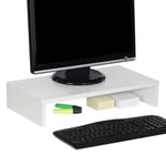 Idimex - Support d'écran d'ordinateur monitor, réhausseur pour moniteur avec tablette de séparation, longueur 50 cm, en mélaminé blanc mat - Blanc