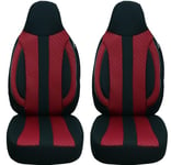Housses de siège sur Mesure pour sièges de Voiture compatibles avec VW Caddy 3 2003–2010 conducteur et Passager Housses de siège FB : MD505 (Noir/Bordeaux)