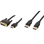 Amazon Basics Câble DisplayPort vers DisplayPort - 1,8 m & Câble Adaptateur HDMI vers DVI - 1,83 m (ne convient pas pour la connexion aux ports Péritel ou VGA)