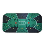 Texas Hold'em Table Mat Large Size, Non-Slip Rubber Casino Table Layout, Poker Game Table Mat, Size 70 X 35 Inch, Green Pattern,47inch