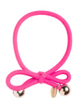 Hair Tie With Gold Bead - Neon Pink Accessories Hair Accessories Scrunchies Pink Ia Bon