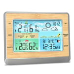Station météo Thermomètre intérieur extérieur Hygromètre numérique sans fil Moniteur de température et d'humidité avec horloge à affichage couleur LCD