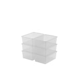 Keter Set of 6 Plastic Storage Boxes with Lid C Box S Clear Ideal for Clothes, Shoes and Storage Box Suitable for Closets and Garages 11L 37 x 26 x 14 cm
