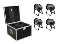 EUROLITE Set 4x LED PAR-64 HCL 12x10W bk + Case, Eurolite set 4x LED PAR-64 HCL 12x10W svart + Case