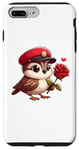iPhone 7 Plus/8 Plus Sparrow and flowers - Sparrow holding a red rose Case