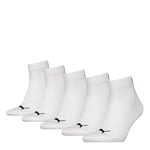 Puma Unisex Quarter Plain Socks (5 Pack), White, 2.5/5 UK
