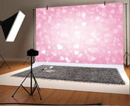HD 2.2x1.5m Vinyl Photography Backdrop Christmas Valentine’s Day Blurred Pink Bokeh Glowing Hearts Dots Backdrops for Photo Shoots Lovers Party Personal Portrait Photo Background Studio Props