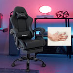 Sort Ergonomisk Gamingstol med Integreret Fodstøtte