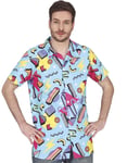 Skjorta med 80-talsmotiv för Herr - Storlek Medium