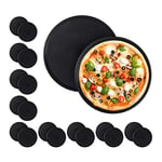 Relaxdays Plateau à pizza, lot de 2, rond, revêtement antiadhésif, pizza et tarte flambée, acier au carbone, plaque à pizza, env. 1 cm (h) x 32 cm, gris, 10025633