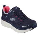 Skechers D'LUX WALKER-INFINITE MOTION Womens Casual Lace Up Trainers Navy/Pink