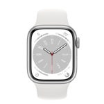 Refurbished Apple Watch Series 8 GPS + Cellular, 41mm Silver Aluminium Case with S/M White Sport Band