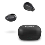 Philips True Wireless Headphones T2205BK/00 (Bluetooth In-Ear Headphones, Voice Assistant, Long Battery Life, IPX4 Splash Resistant, Extra-Small Charging Case) Black – 2020/2021 Model