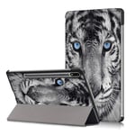 Yoedge for Samsung Galaxy Tab S7 Plus Case 12.4 inch, Ultra Slim Shell PU Leather with Cute Pattern Trifold Stand Protective Flip Case Supports Auto Wake/Sleep Hard Back Cover for SM-T970,T975, Tiger