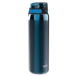 Ion8 Gourde Inox Léger 1 Litre, Non Isolé, Anti-Fuite, Facile à Ouvrir, Verrouillage Sécurisé, Lavable au Lave-Vaisselle, Poignée de Transport, Acier Inoxydable, 1200ml, Sirènes
