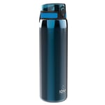 Ion8 Gourde Inox 1 Litre, Anti-Fuite, Facile à Ouvrir, Verrouillage Sécurisé, Lavable au Lave-Vaisselle, Poignée de Transport, Durable, Acier Inoxydable, Bleu Métallisé