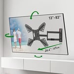 Barkan 67 cm Long TV Wall Mount, 13-83 Inch Swivel/Tilt/Full Motion Flat & Curved TV Mount, Holds up to 50 kg, Extra Long Extension, for LED OLED LCD, Max. VESA 600 x 400