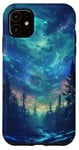 iPhone 11 Lights Galaxy Space Forest Night sky Cosmic Stars Case