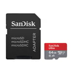 SanDisk Ultra microSDXC - Minneskort 64 GB A1 Klass 10 UHS-I 140 MB/s med adapter
