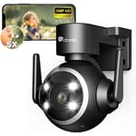 Ctronics 5MP PTZ Caméra Surveillance WiFi Extérieure 5X Zoom Optique , 2,4/5Ghz WiFi, Stockage Cloud, Vision Nocturne Couleur, Détection Humaine,