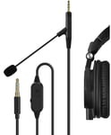 Geekria Boom Mic Headphones Cable for Audio-Technica M70X, M50X, M40X (Black)