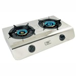 Portable 2 Burner Camping Gas Stove Stainless Steel 60 cm Cooktop Outdoor NJ-60