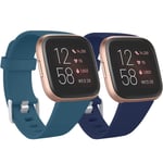 Ouwegaga Compatible with Fitbit Versa Strap/Fitbit Versa 2 Strap, Soft Silicone Sport Replacement Straps for Fitbit Versa 2/Fitbit Versa/Versa Lite/Versa SE, Large Blue/Slate