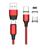 Red 6 in 1 Universal PD 60W Magnetic Phone Charging Lead- Data Cable -Universal Compatibility -Fast Charging Data Cable-2M Long- Magnetic USB-C Charging Cable- Micro USB to Type-C Adapter Fast Charge