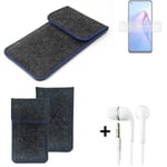 Protective cover for Oppo Reno8 Z 5G dark gray blue edge Filz Sleeve + earphones