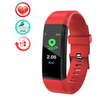 TANCEQI Smart Watch Fitness Tracker for Women Men Kids 0.96'' Full Touch Screen, Waterproof Fitness Watch with Heart Rate Monitor, Pedometer, 14 days Battery Life Running Watch for Android,Red