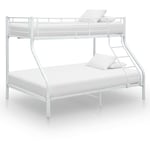 Cadre de lit superposé,Blanc Métal,140x200 cm/90x200 cm,Comprend des rails de sécurité et une échelle sécurisée