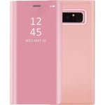 Coque Housse Etui Samsung Galaxy Note 8 Clear View Etui à Rabat Miroir Antichoc Coque Clear View Cover Stand Samsung Note 8 rose or