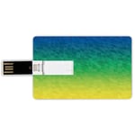 4G USB Flash Drives Credit Card Shape Yellow and Blue Memory Stick Bank Card Style Ombre Inspired Abstract Fractal Mosaic Form in Brazil Flag Colors Decorative,Blue Green Yellow Waterproof Pen Thumb