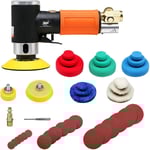Lbgwp60 Workpad Mini Polisseuse De Voiture,Polisseuse Pneumatique,Wp 25Mm 50Mm 76Mm Ponceuse Excentrique Meuleuse D'Angle-Léger,Facile À Utiliser,Complet Avec Accessoires
