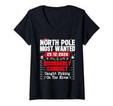 Womens North Pole Most Wanted Conduct Caught Picking On The Elves V-Neck T-Shirt