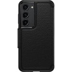 OtterBox Galaxy S23 Strada Series Case - SHADOW (Black), card holder, genuine leather, pocket-friendly, folio case
